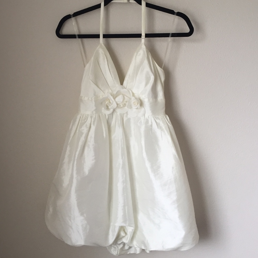 White Halter Mini Dress